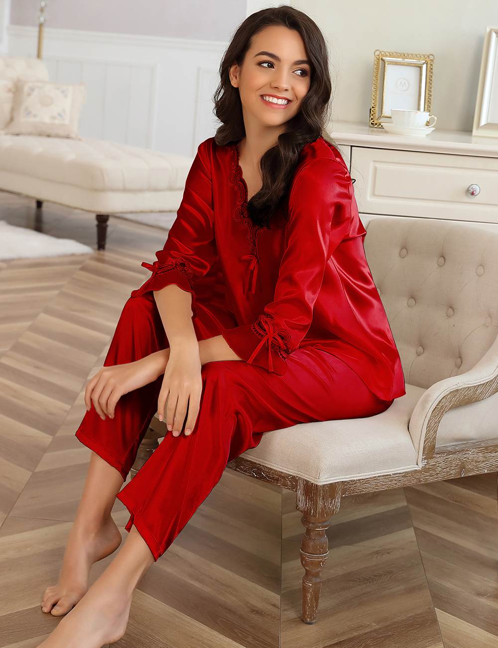 Velour & Co Women's Lace Nightdress - Luxury Sleepwear