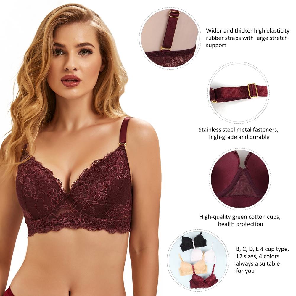 Velour & Co Women's Lace Bra - Supportive Lingerie
