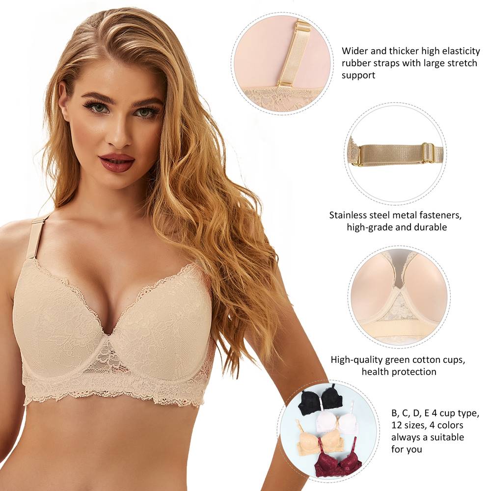 Velour & Co Women's Lace Bra - Supportive Lingerie