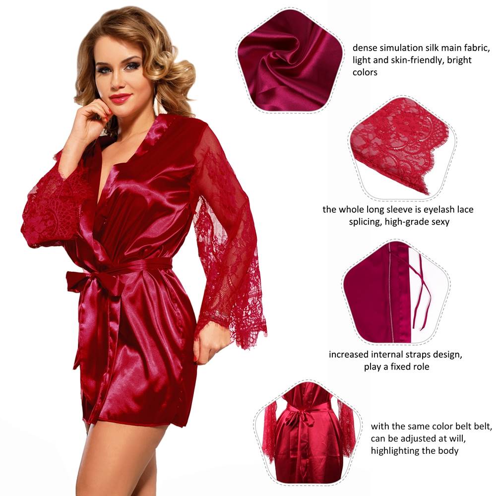 Velour & Co Women's Satin Dressing Gown - Women's Bathrobe