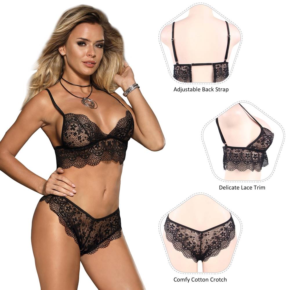 Velour & Co Women's Matching Lingerie Set - Matching Bra & Knickers