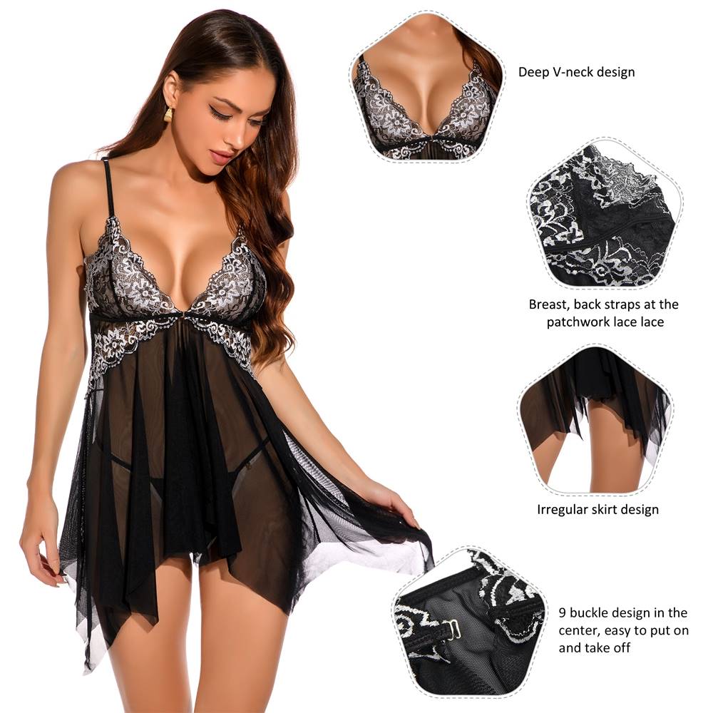 Velour & Co Women's Lace Babydoll