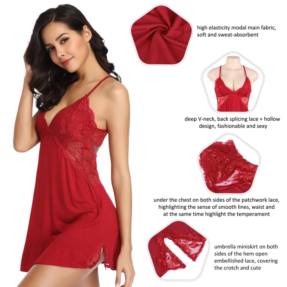 Velour & Co Women's Lace Nightdress - Luxury Sleepwear