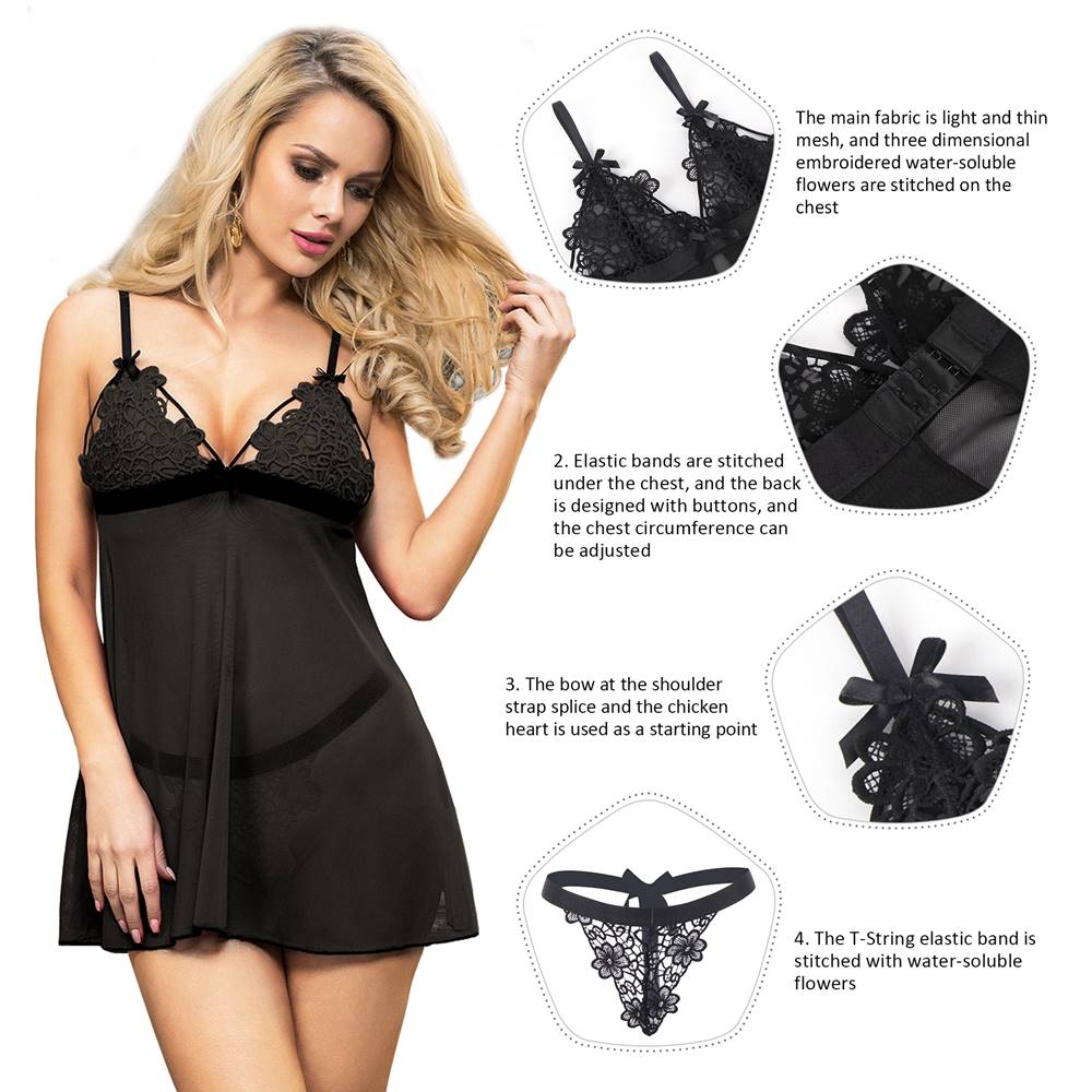 Velour & Co Women's Lace Babydoll