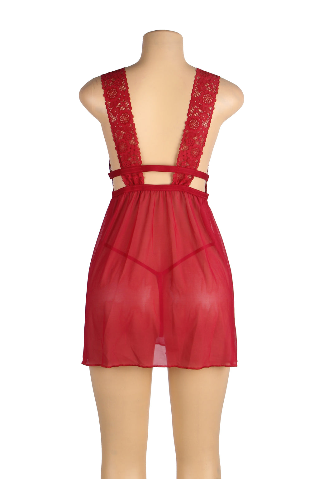 Velour & Co Women's Lace Babydoll Burgundy