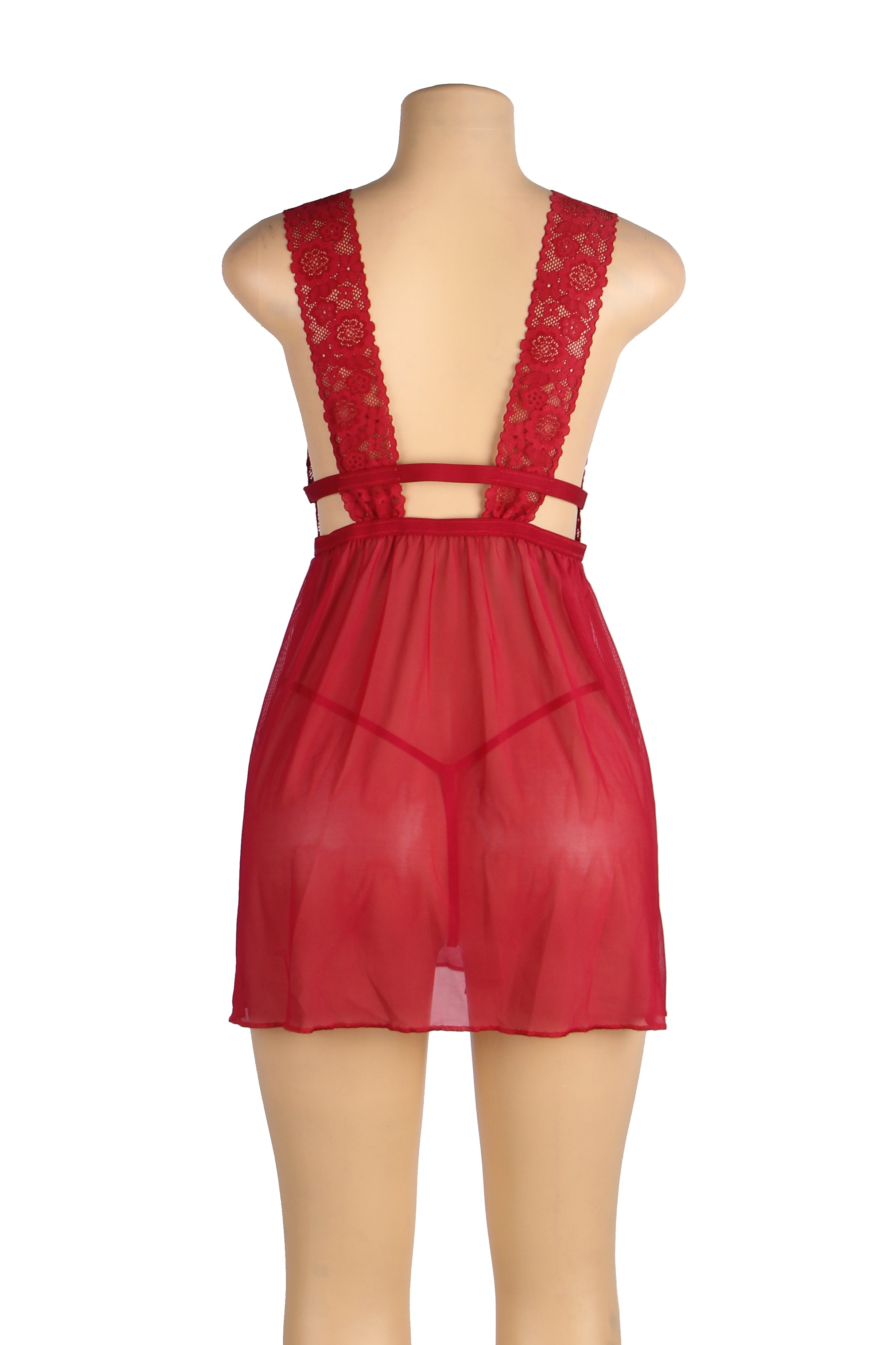 Velour & Co Women's Lace Babydoll Burgundy