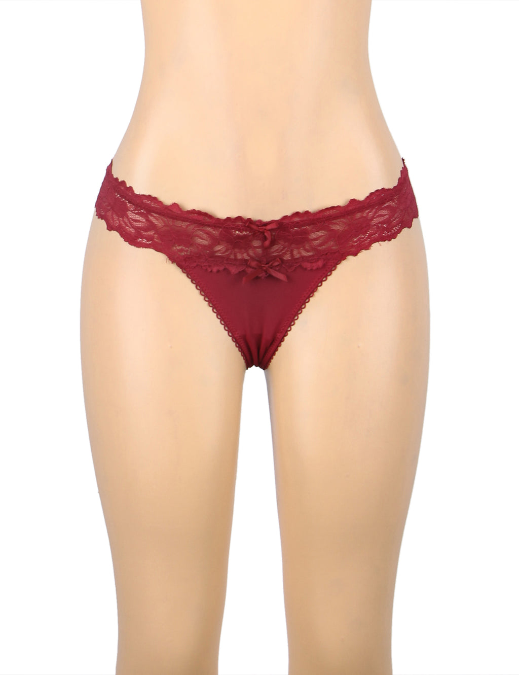 Velour & Co Women's Lace Knickers Burgundy - Women's Underwear