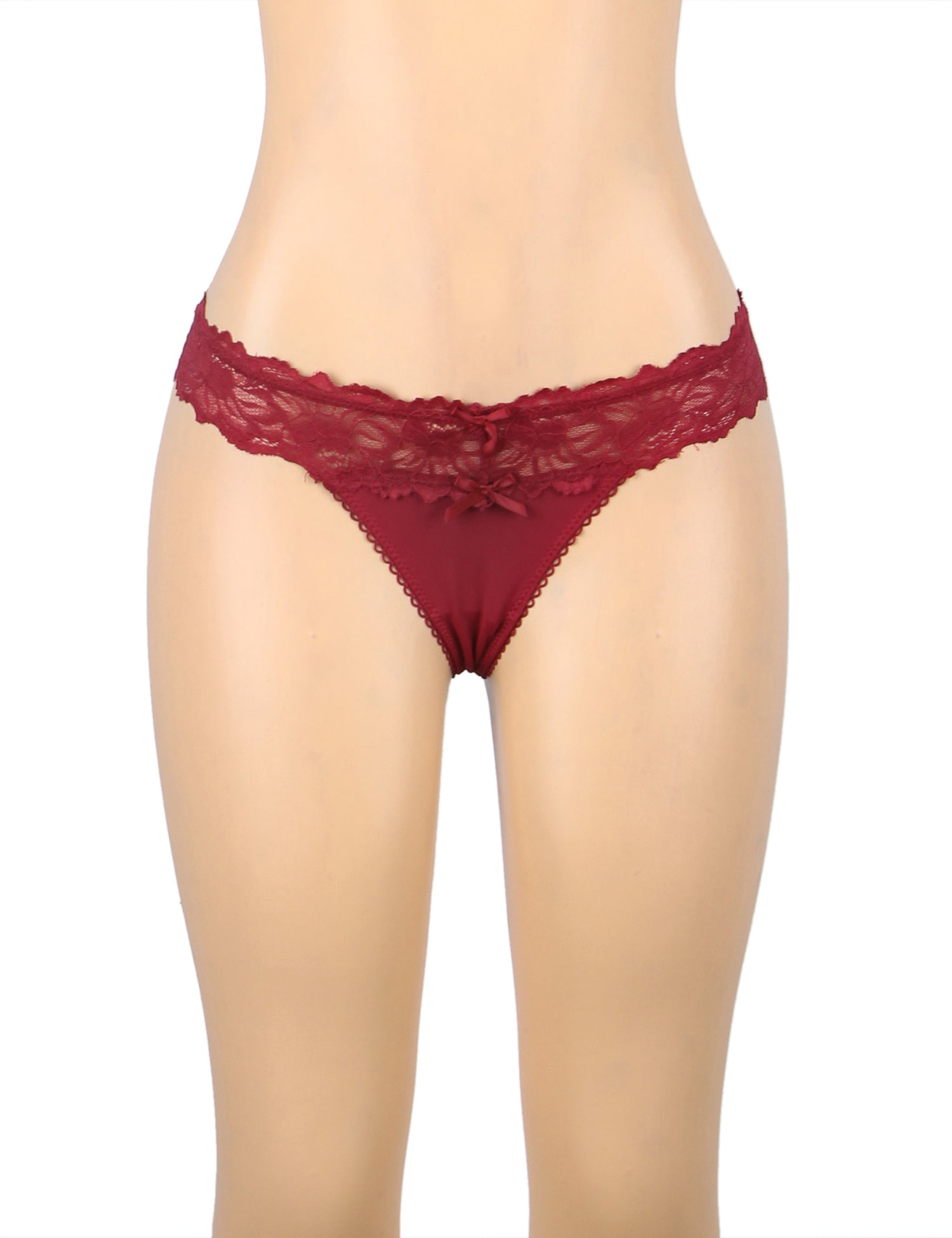 Velour & Co Women's Lace Knickers Burgundy - Women's Underwear