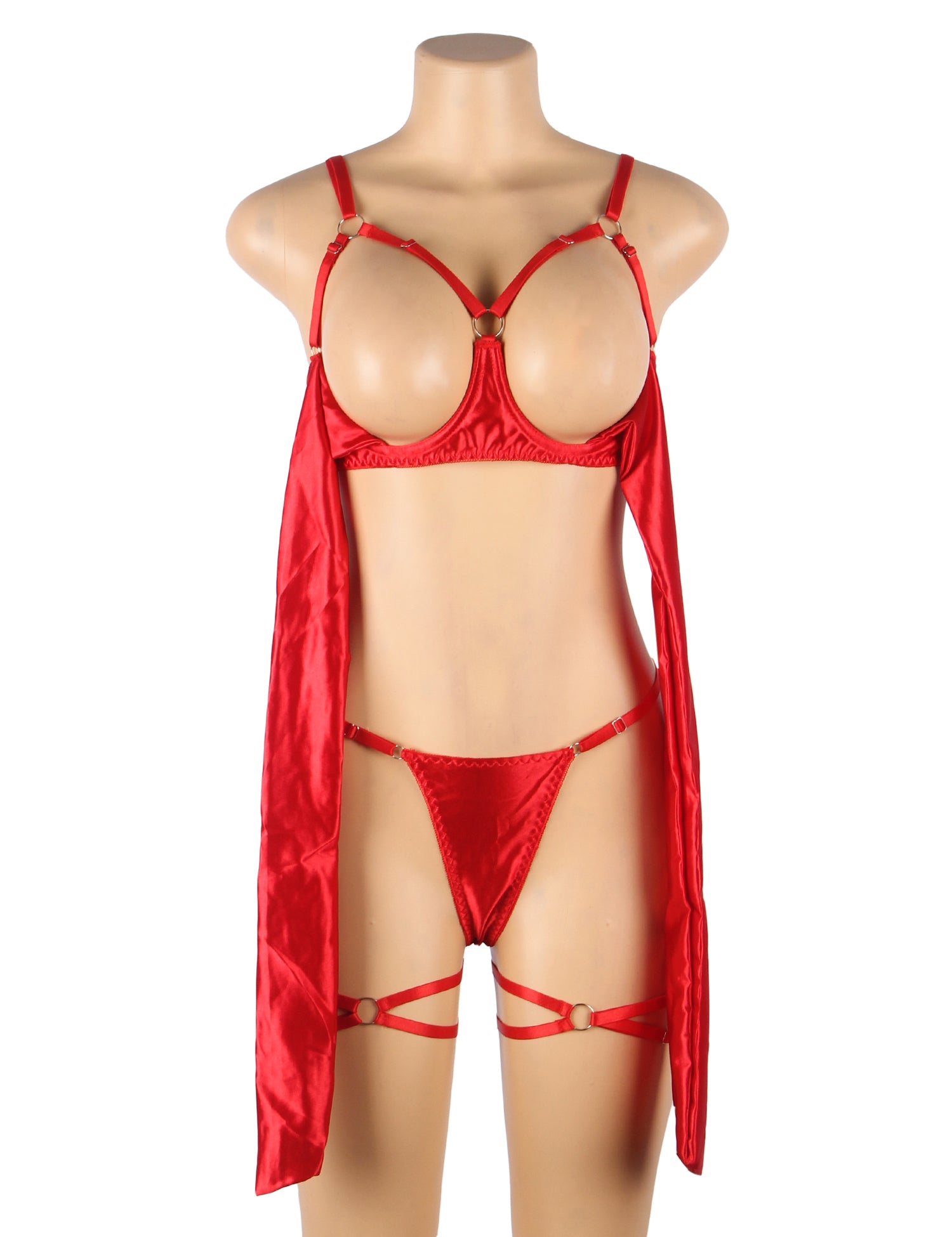 Velour & Co Women's Matching Bra & Knickers Set Red - Lingerie Set