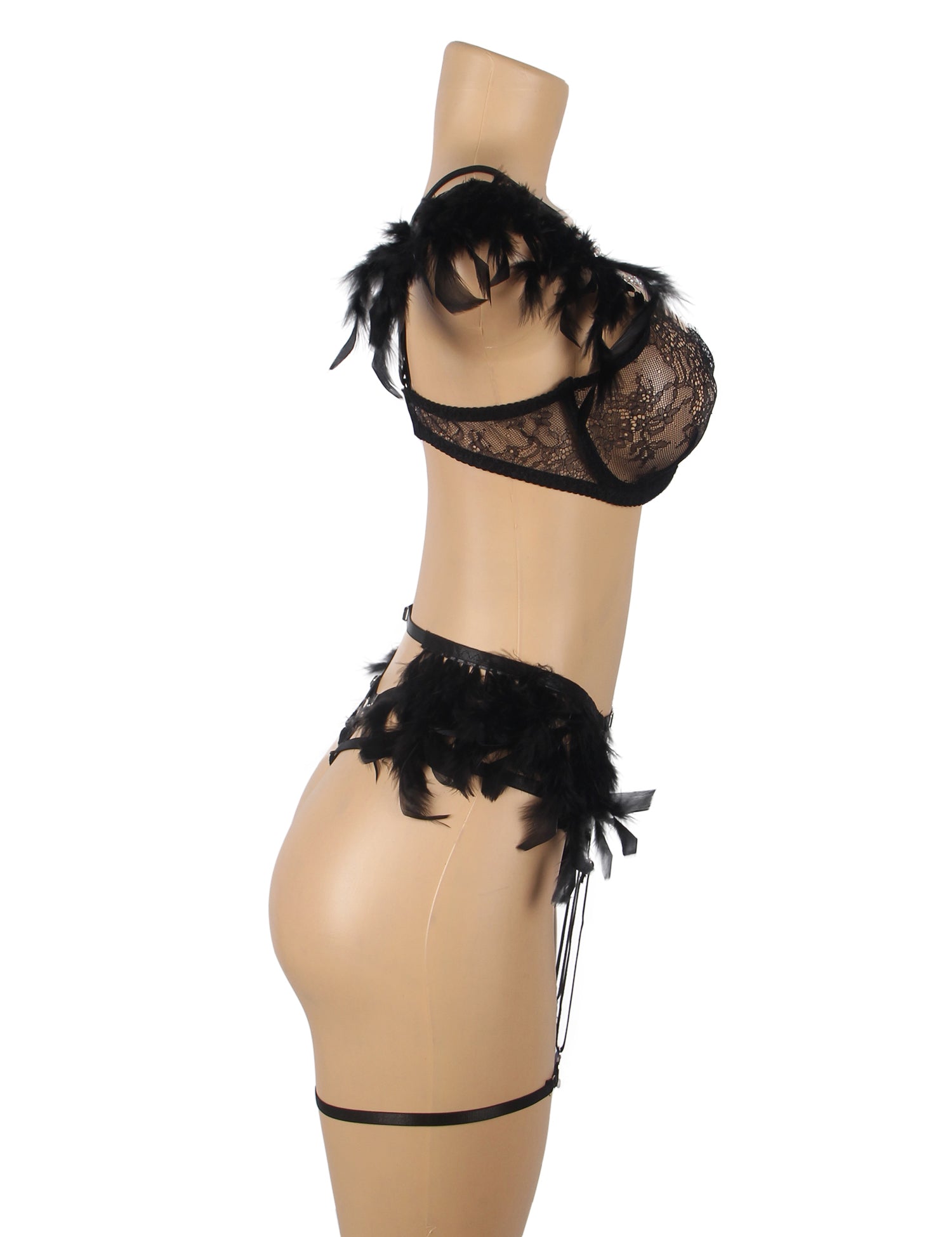 Velour & Co Women's Matching Bra & Knickers Set Black - Lingerie Set