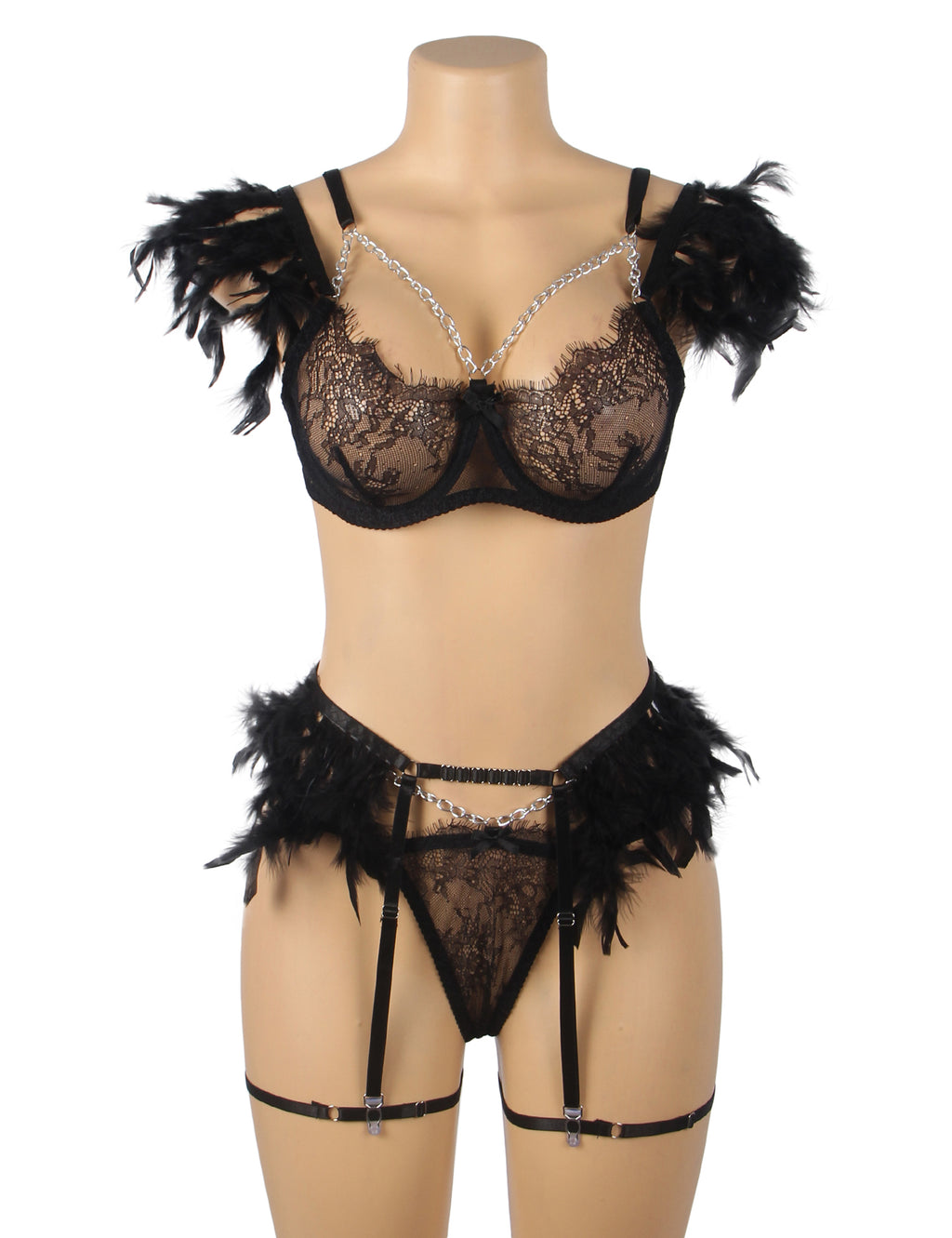 Velour & Co Women's Matching Bra & Knickers Set Black - Lingerie Set