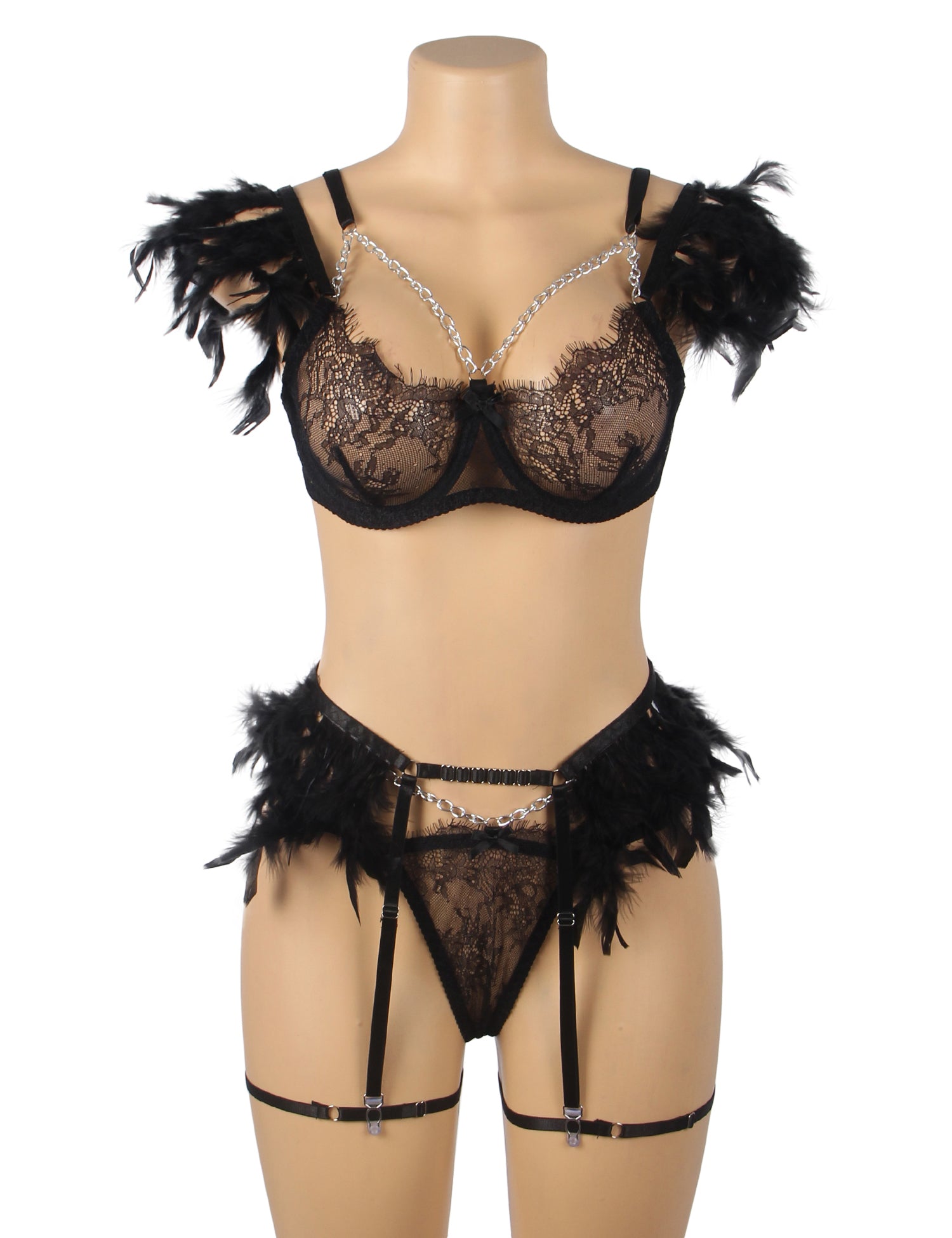 Velour & Co Women's Matching Bra & Knickers Set Black - Lingerie Set