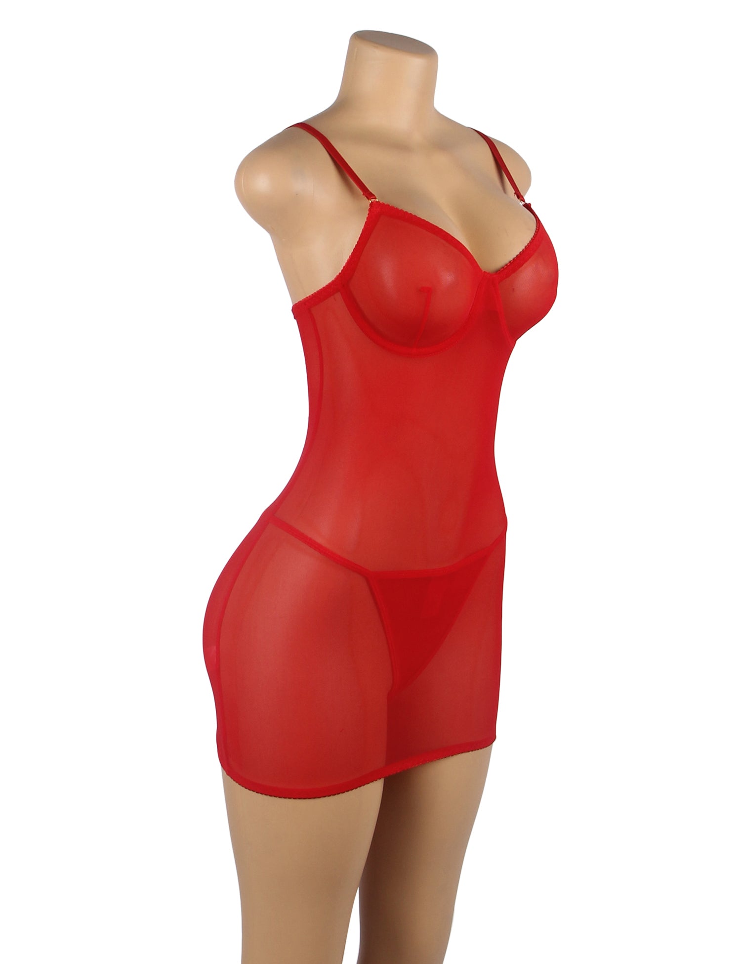 Velour & Co Women's Lace Babydoll Red