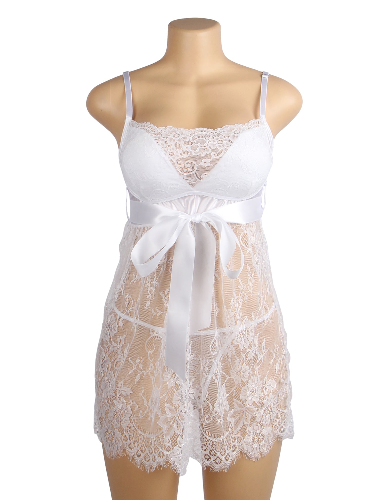 Velour & Co Women's Lace Babydoll White