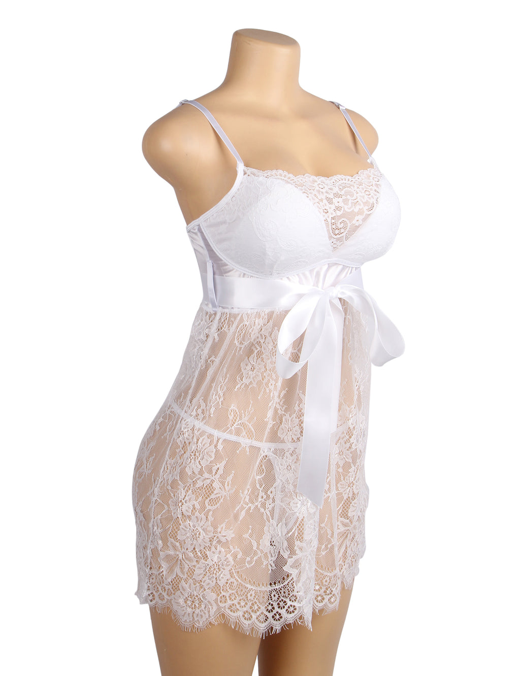 Velour & Co Women's Lace Babydoll White
