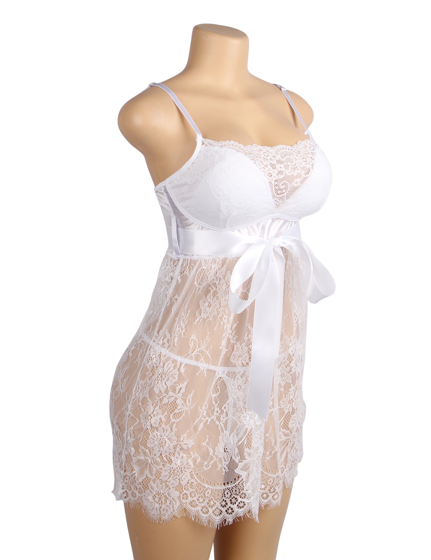 Velour & Co Women's Lace Babydoll White