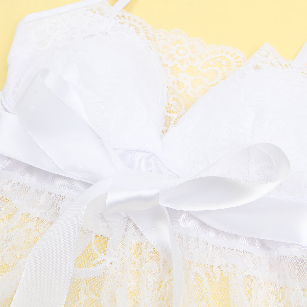 Velour & Co Women's Lace Babydoll White