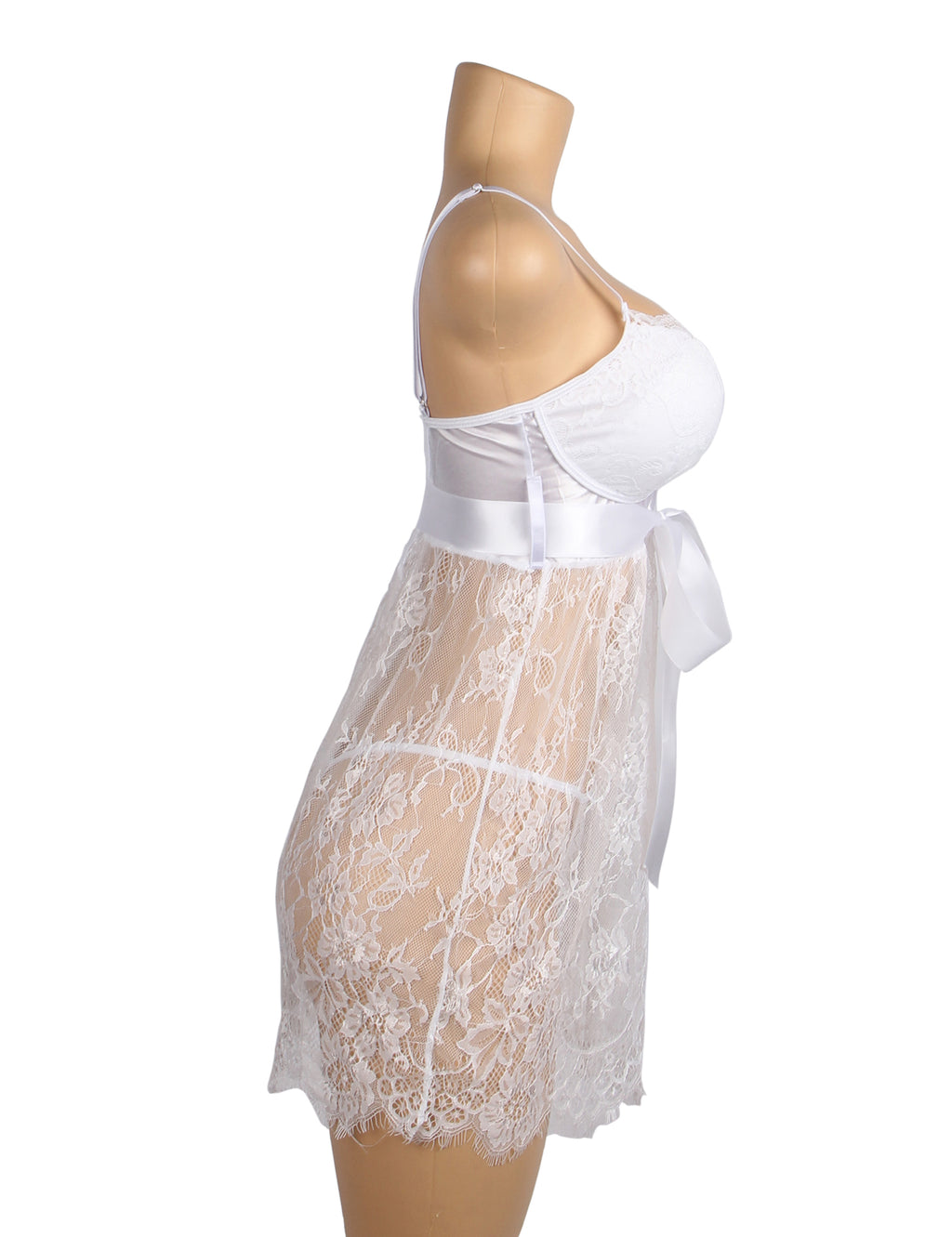 Velour & Co Women's Lace Babydoll White
