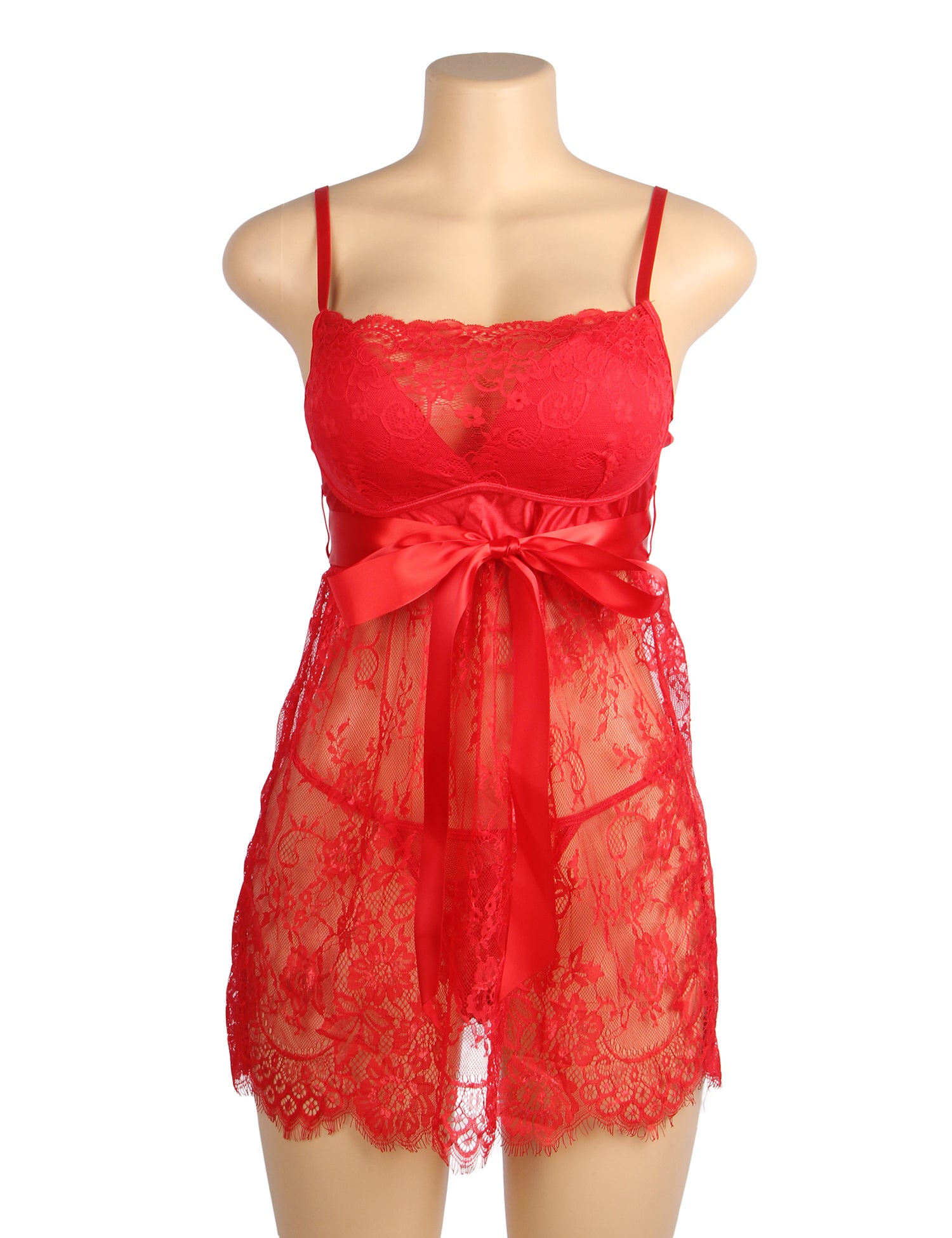 Velour & Co Women's Lace Babydoll Red