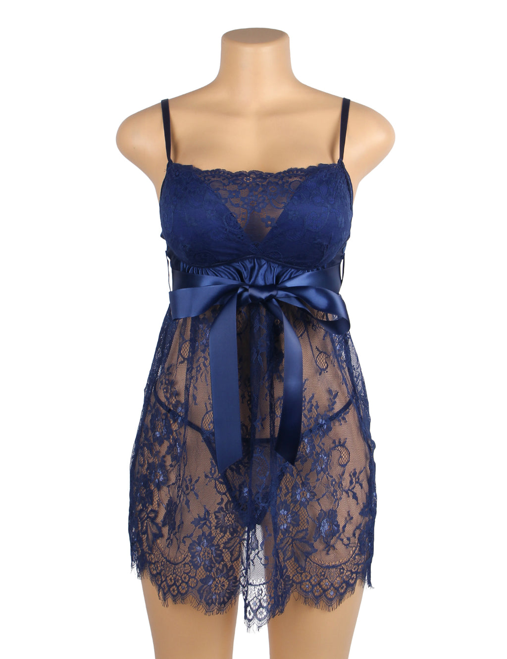 Velour & Co Women's Lace Babydoll Blue