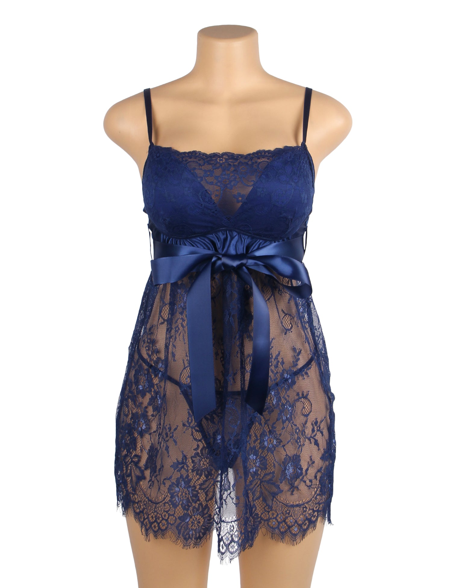 Velour & Co Women's Lace Babydoll Blue