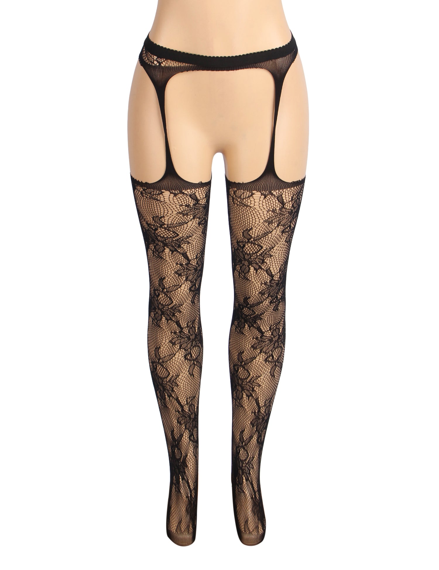 Velour & Co Women's Lace Top Stockings Black - Hold-Up Hosiery