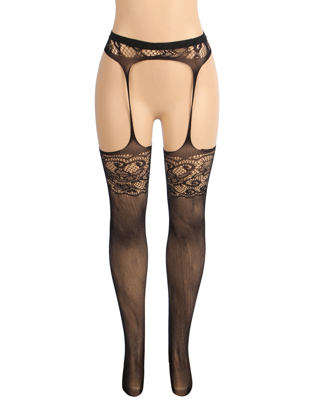 Velour & Co Women's Lace Top Stockings Black - Hold-Up Hosiery