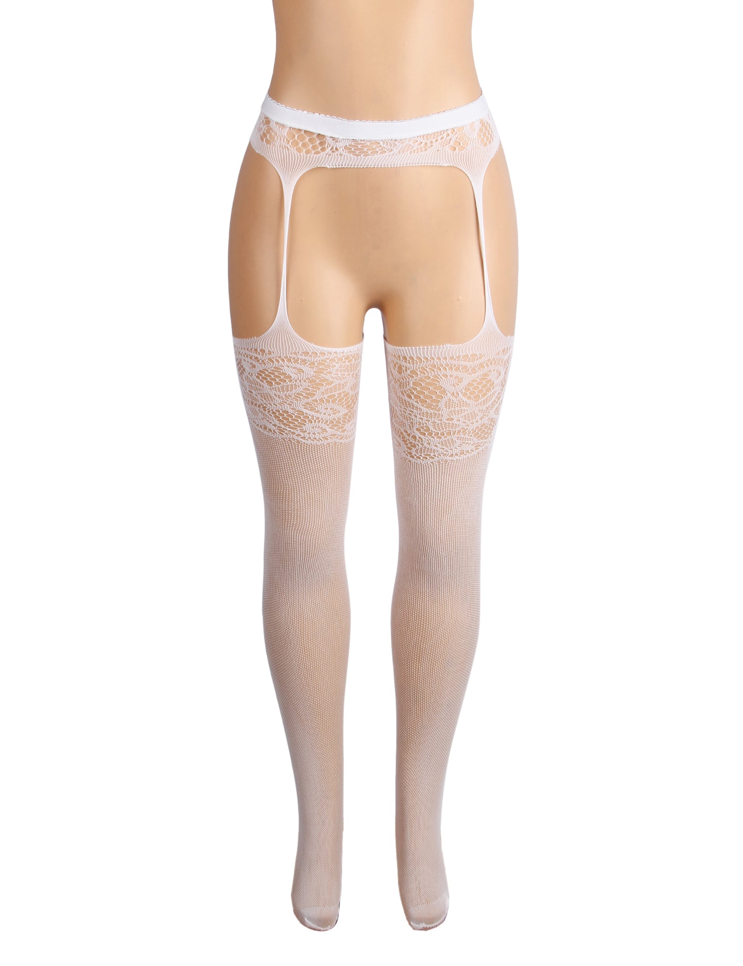 Velour & Co Women's Lace Top Stockings White - Hold-Up Hosiery