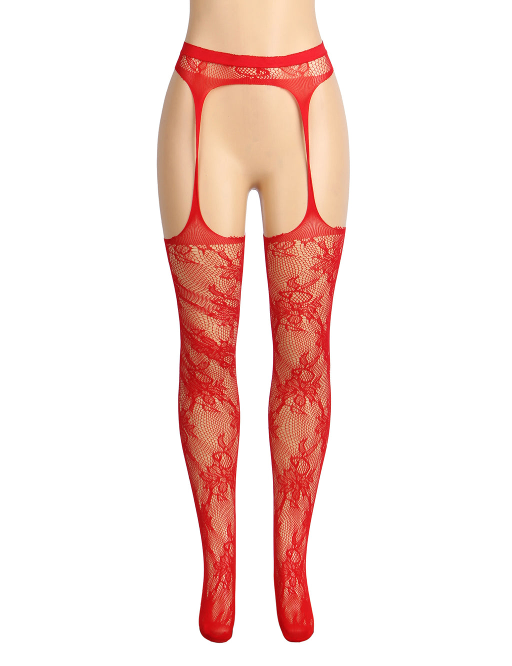 Velour & Co Women's Lace Top Stockings Red - Hold-Up Hosiery