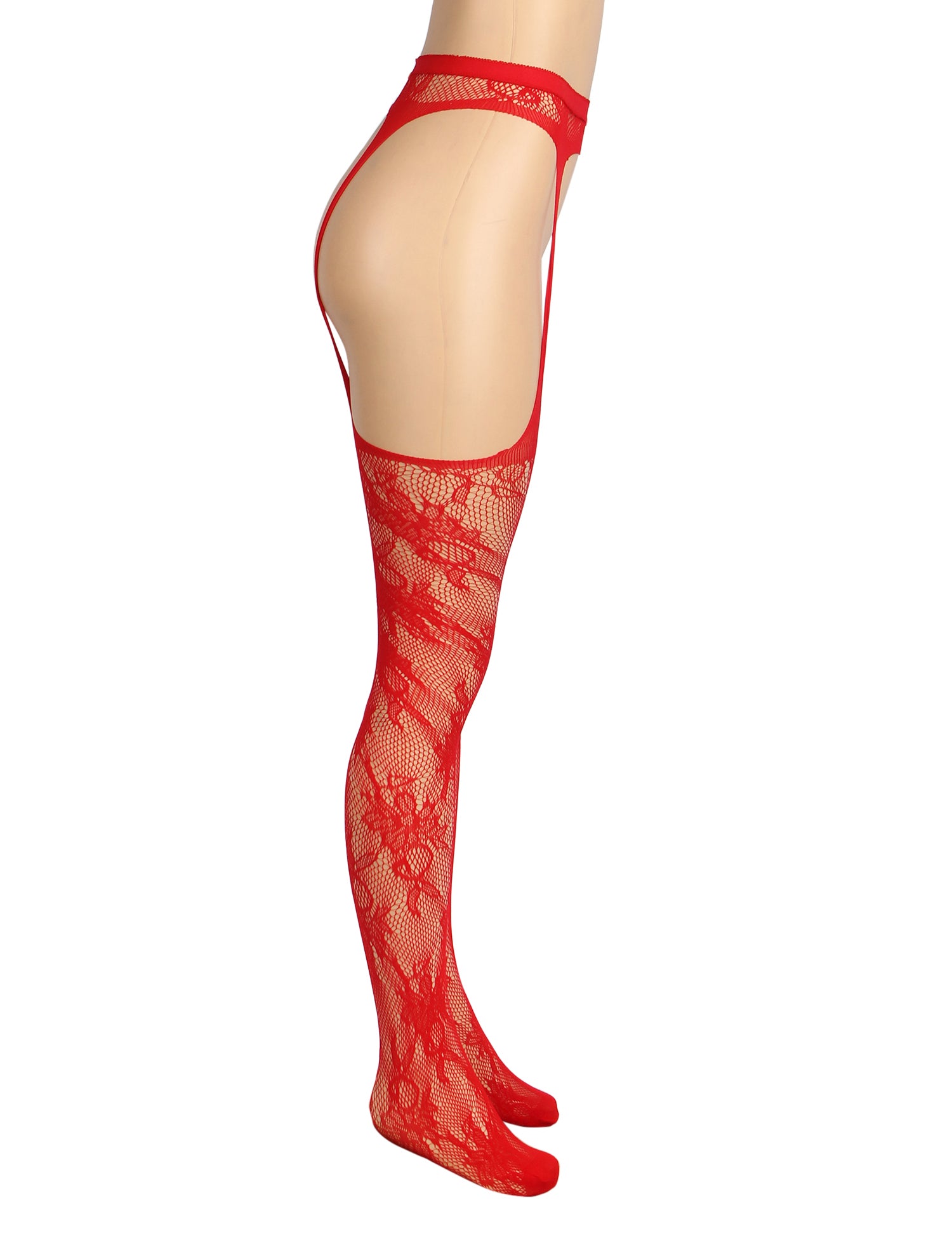 Velour & Co Women's Lace Top Stockings Red - Hold-Up Hosiery