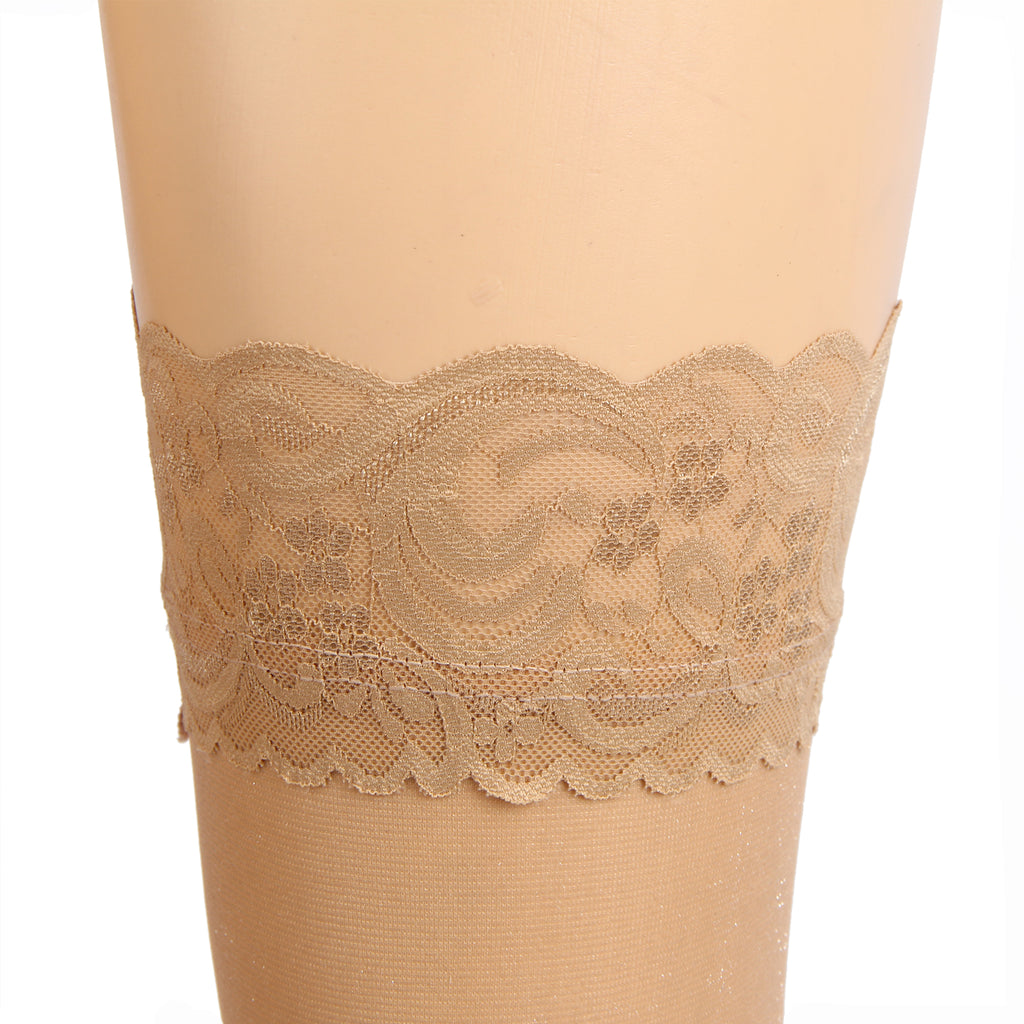 Velour & Co Women's Lace Top Stockings Nude - Hold-Up Hosiery