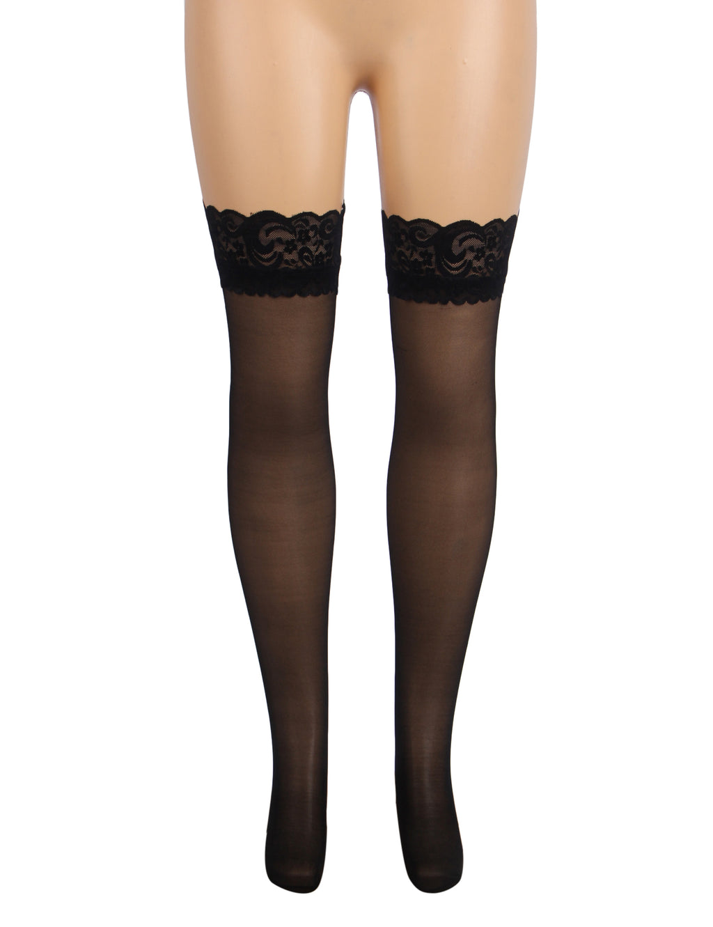 Velour & Co Women's Lace Top Stockings Black - Hold-Up Hosiery
