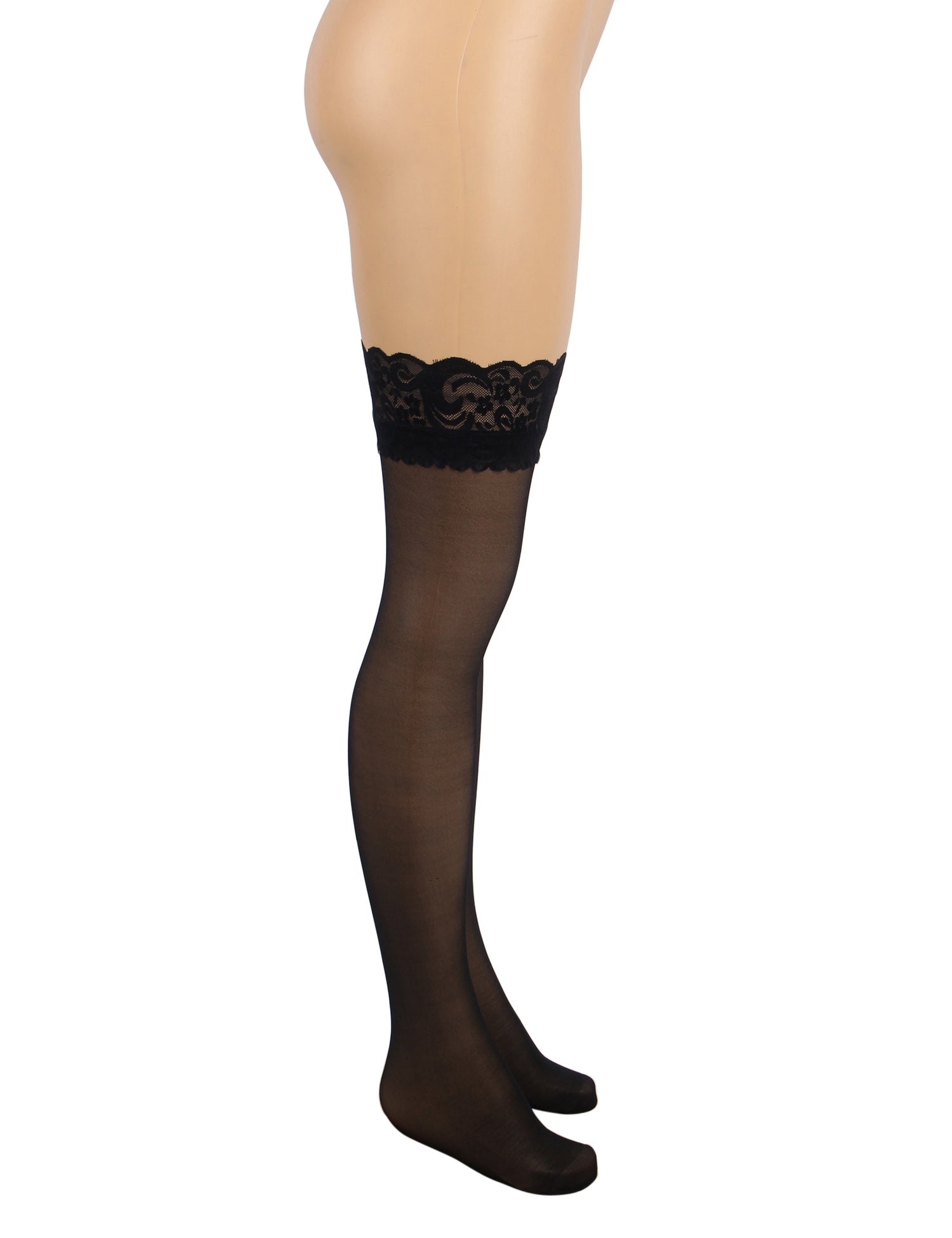 Velour & Co Women's Lace Top Stockings Black - Hold-Up Hosiery