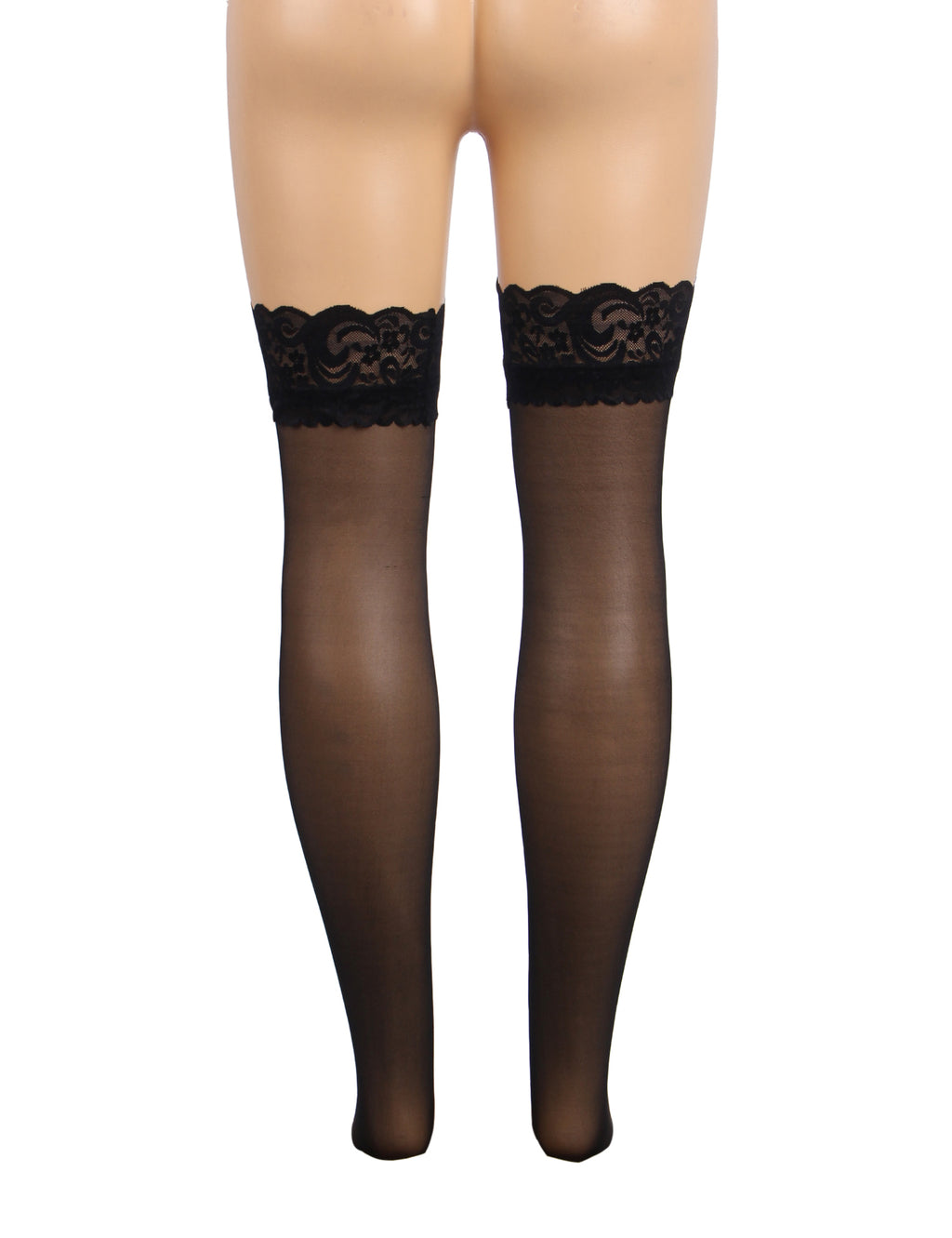 Velour & Co Women's Lace Top Stockings Black - Hold-Up Hosiery