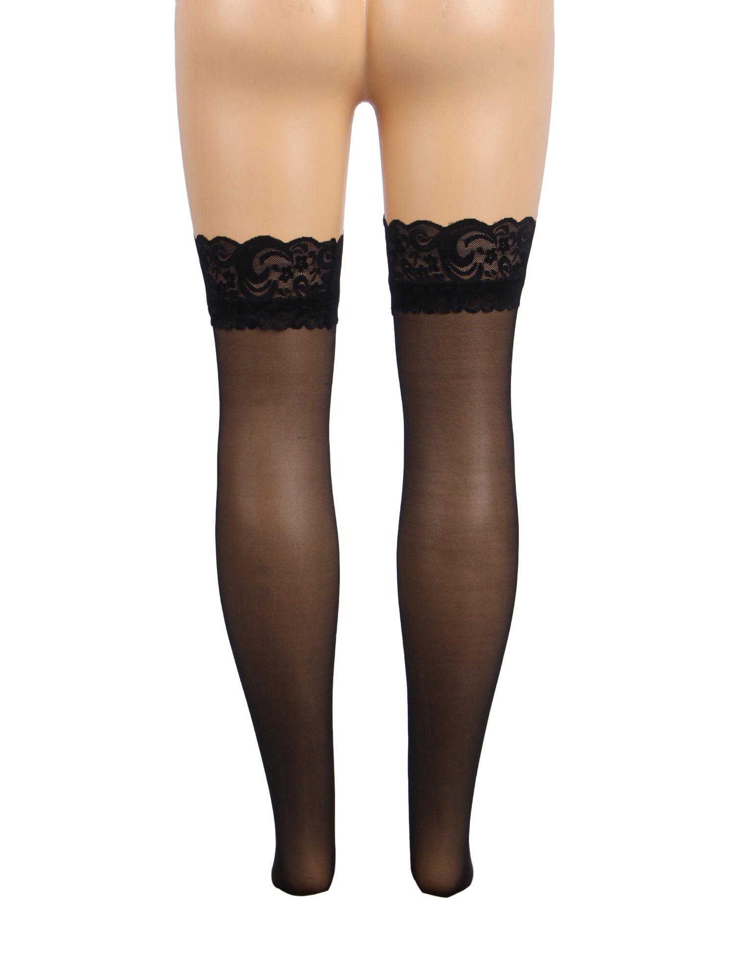 Velour & Co Women's Lace Top Stockings Black - Hold-Up Hosiery