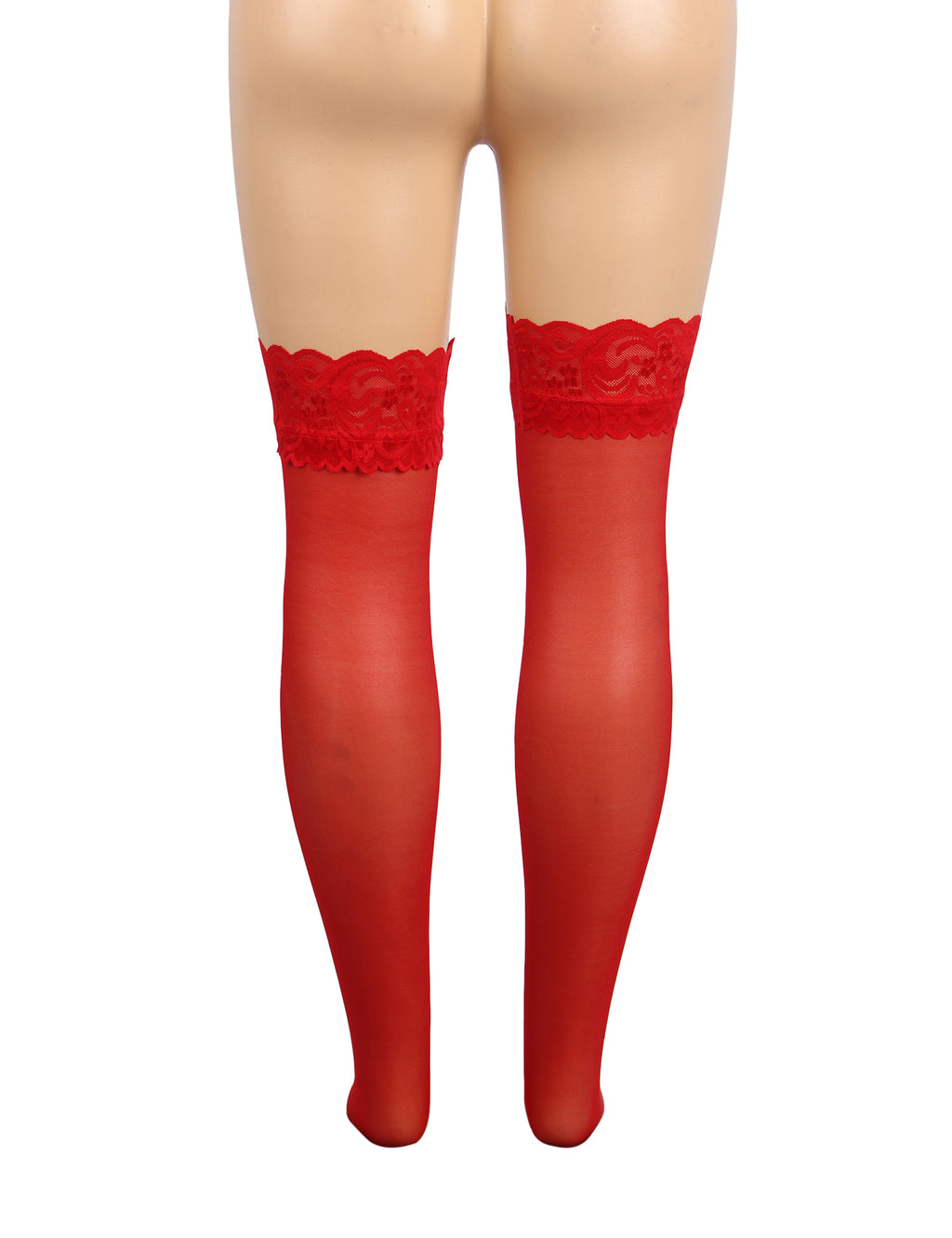 Velour & Co Women's Lace Top Stockings Red - Hold-Up Hosiery
