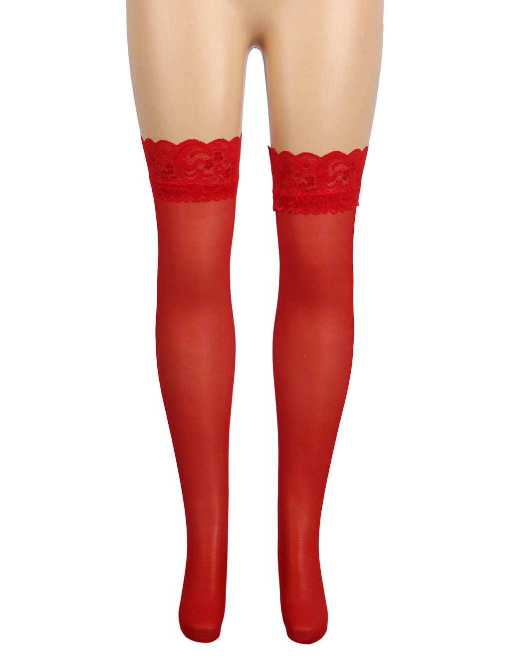 Velour & Co Women's Lace Top Stockings Red - Hold-Up Hosiery