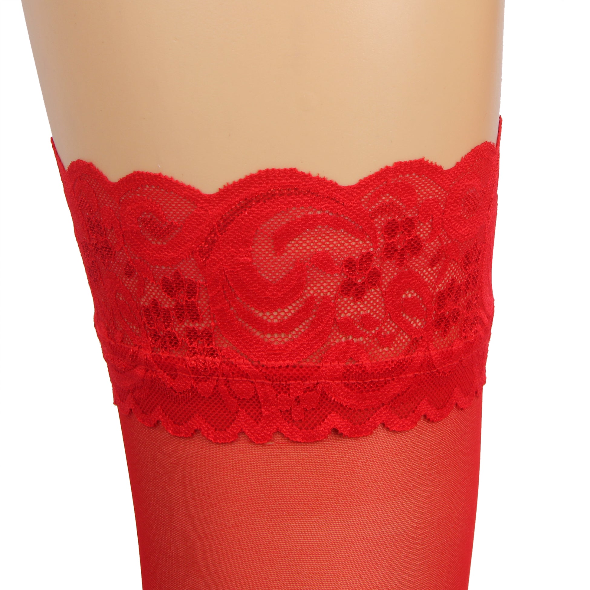 Velour & Co Women's Lace Top Stockings Red - Hold-Up Hosiery
