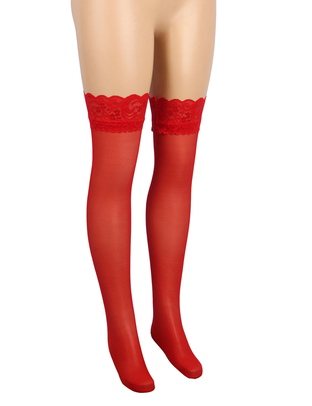 Velour & Co Women's Lace Top Stockings Red - Hold-Up Hosiery