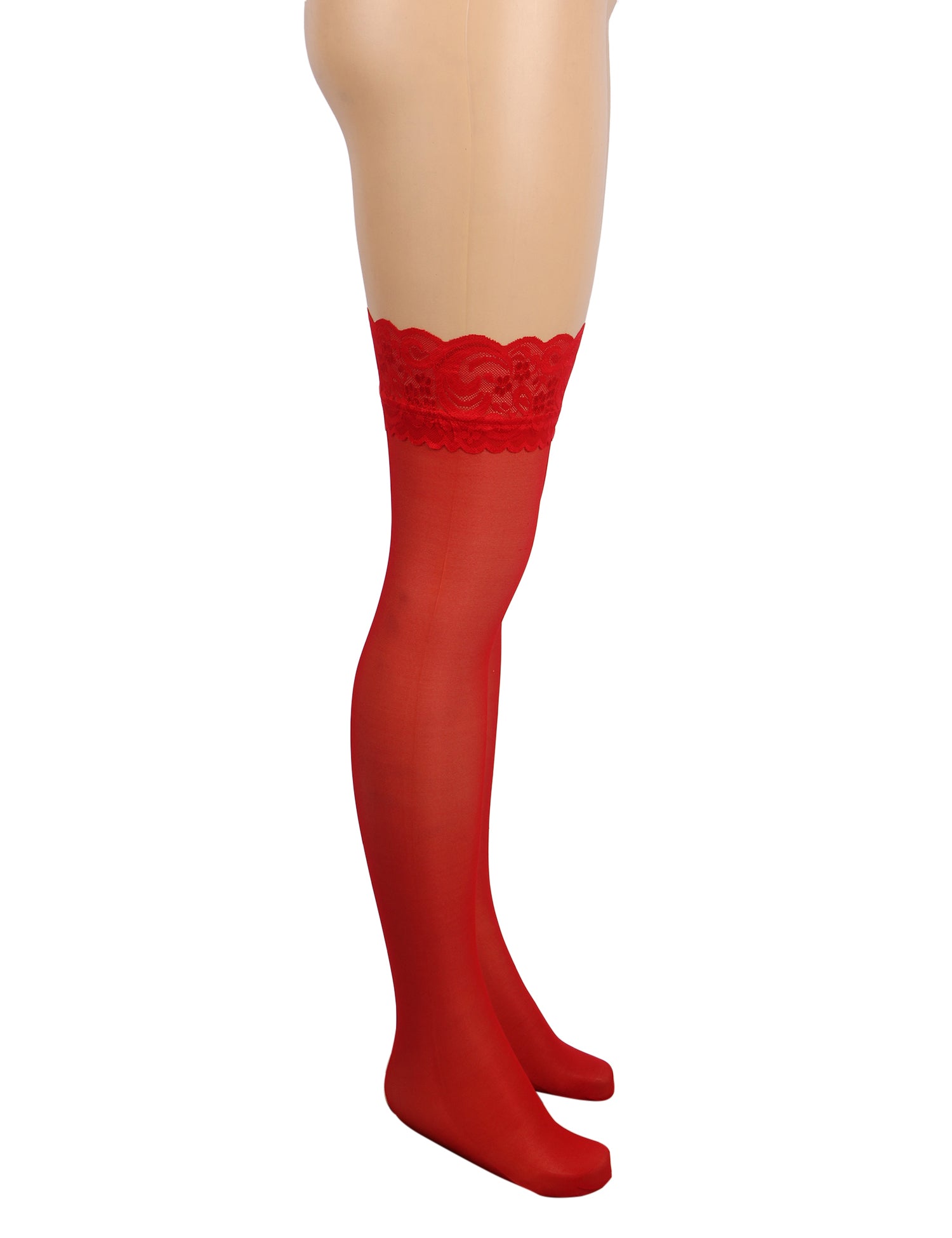 Velour & Co Women's Lace Top Stockings Red - Hold-Up Hosiery