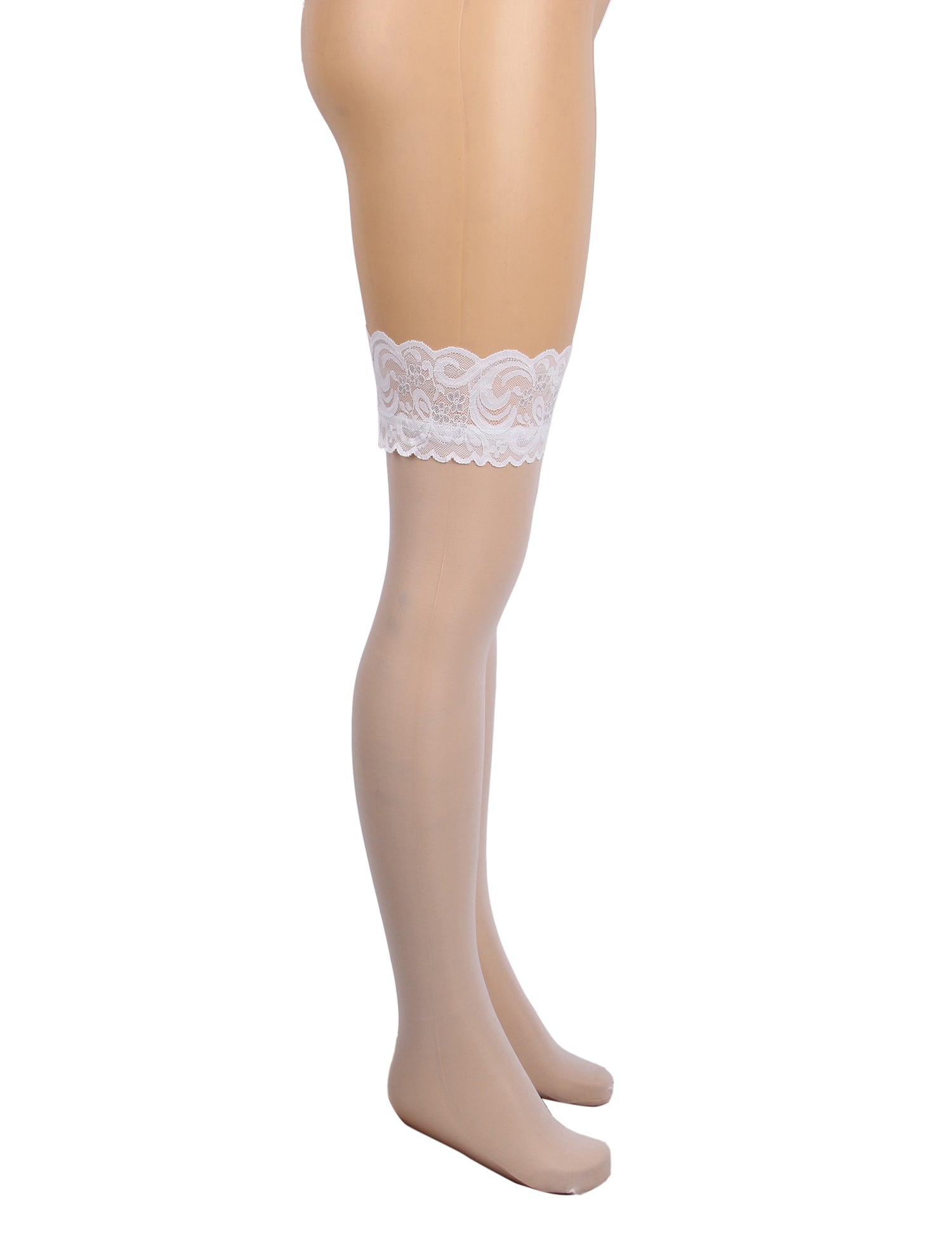 Velour & Co Women's Lace Top Stockings White - Hold-Up Hosiery