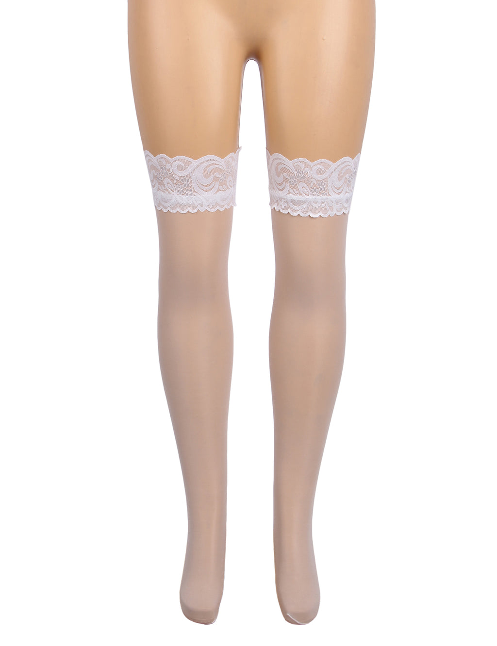 Velour & Co Women's Lace Top Stockings White - Hold-Up Hosiery