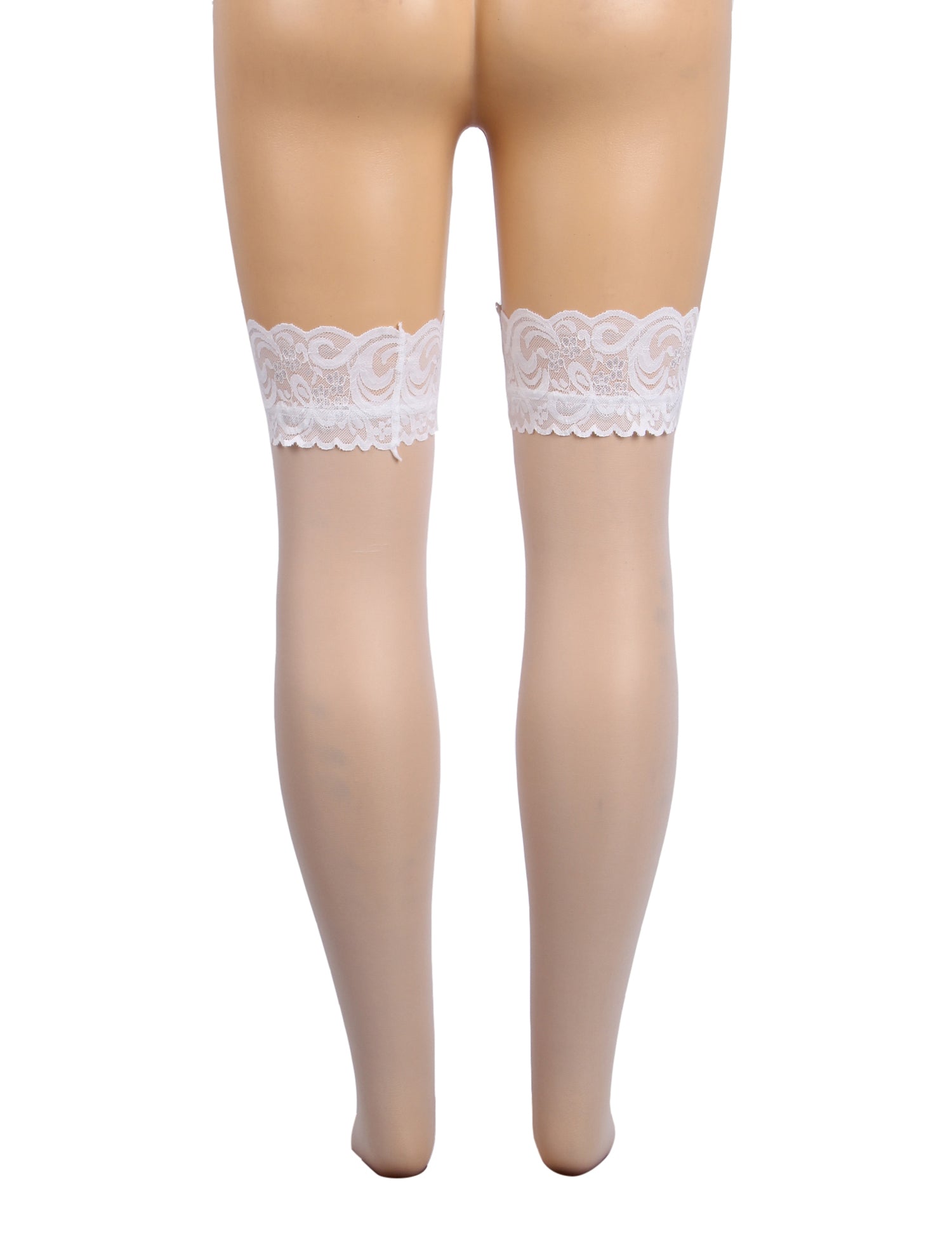 Velour & Co Women's Lace Top Stockings White - Hold-Up Hosiery