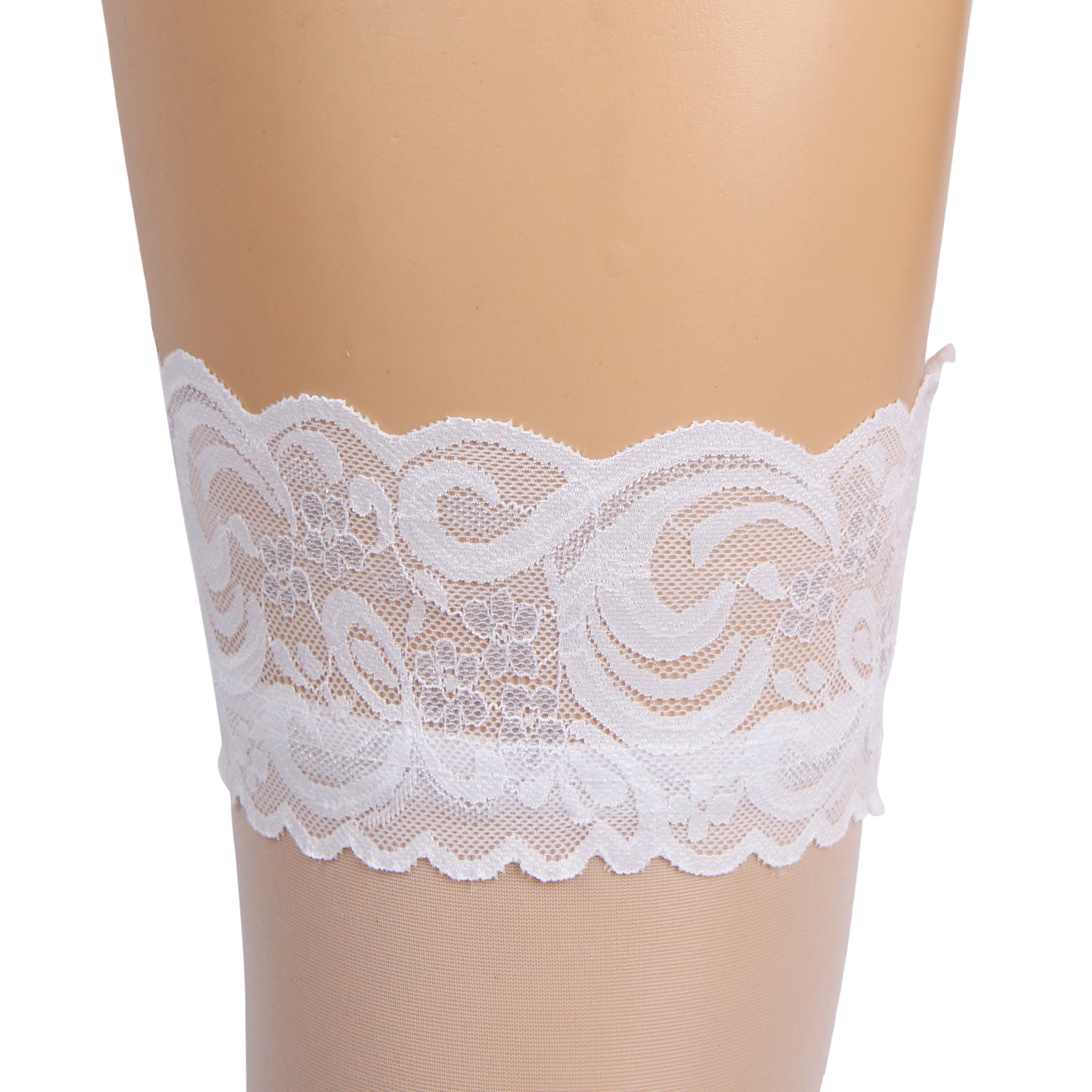 Velour & Co Women's Lace Top Stockings White - Hold-Up Hosiery
