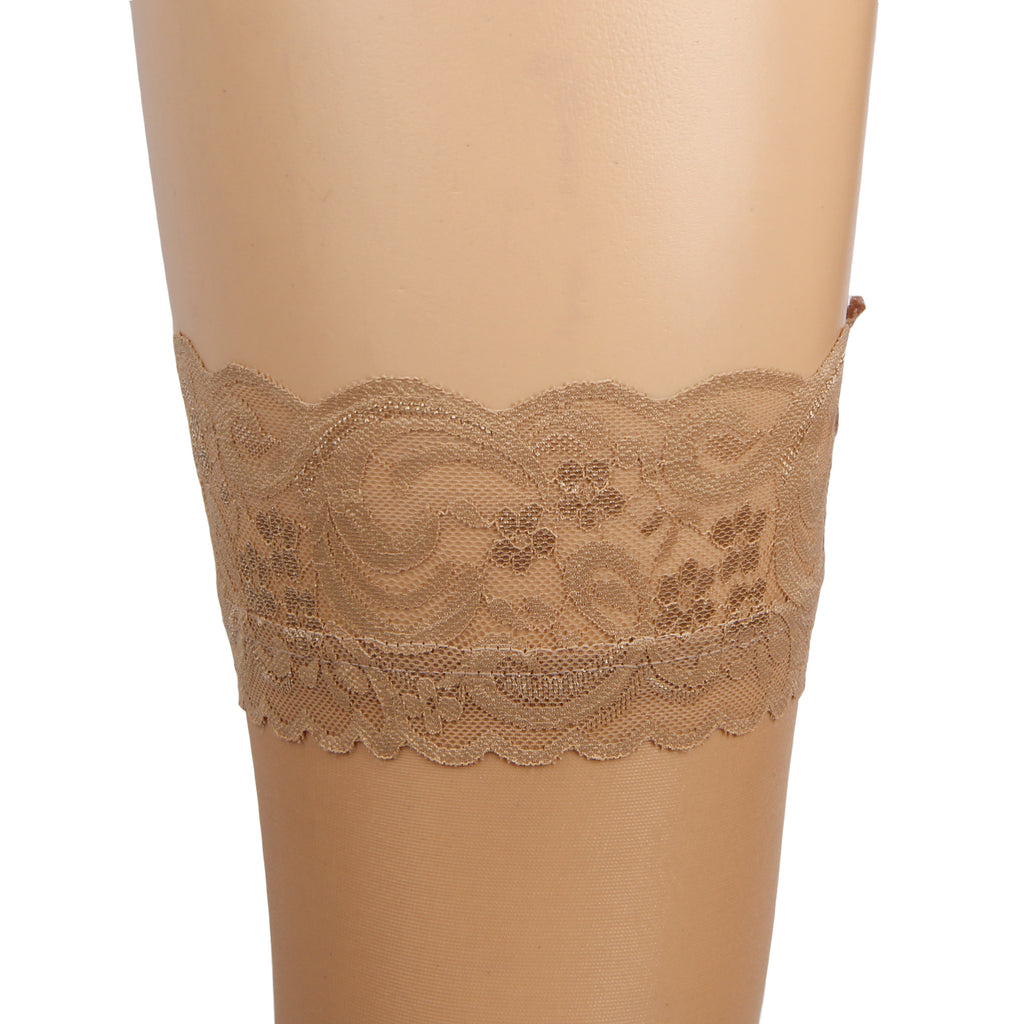 Velour & Co Women's Lace Top Stockings Nude - Hold-Up Hosiery