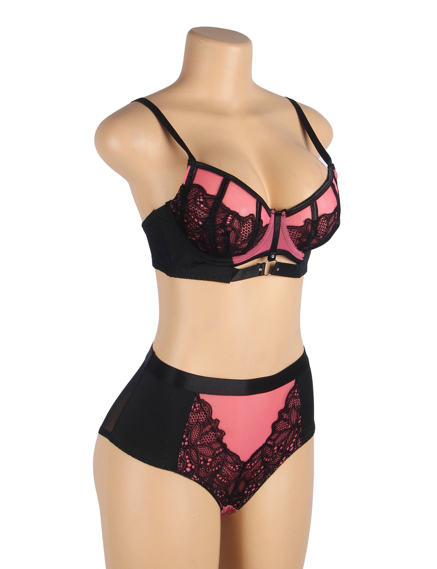 Velour & Co Women's Matching Bra & Knickers Set Pink - Lingerie Set