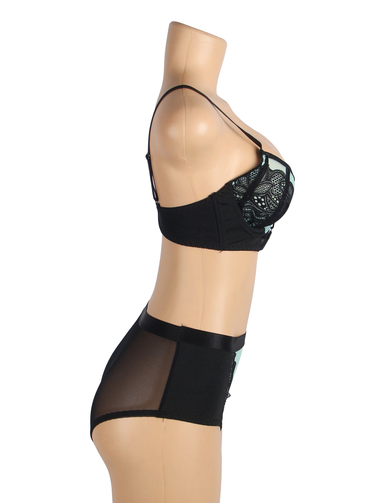 Velour & Co Women's Matching Bra & Knickers Set Green - Lingerie Set