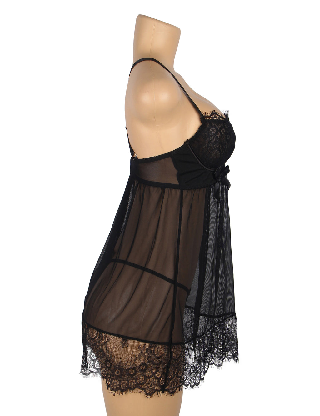 Velour & Co Women's Lace Babydoll Black