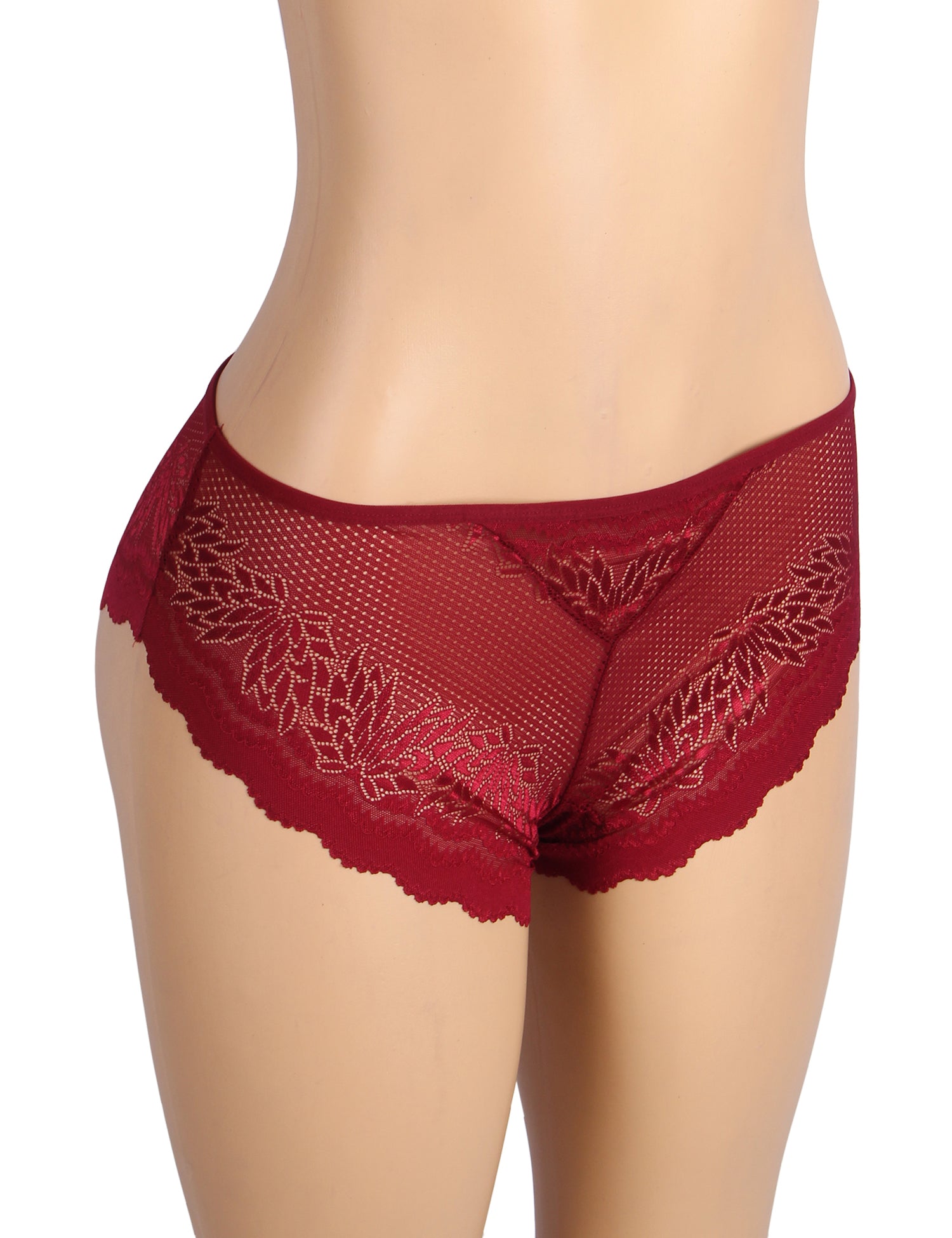 Velour & Co Women's Lace Knickers Burgundy - Women's Underwear