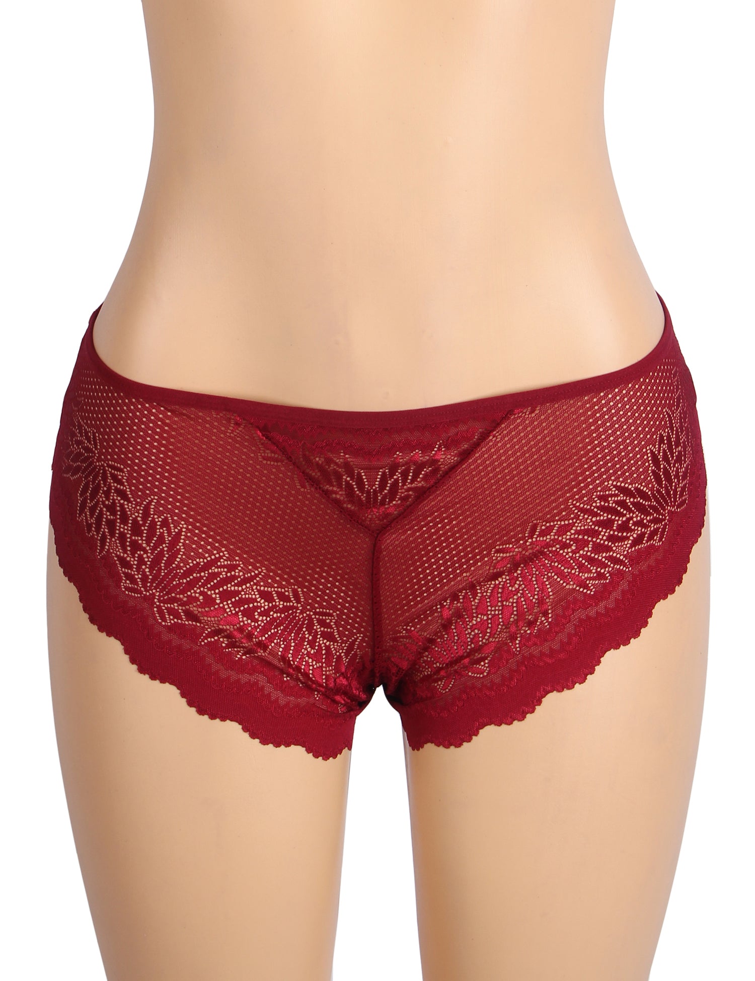Velour & Co Women's Lace Knickers Burgundy - Women's Underwear
